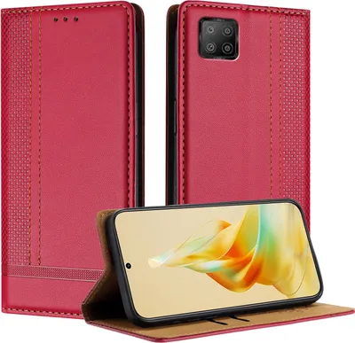 Produktbild von Handyhülle für OPPO A73 4G Leder Flip Klappbare Schutzhülle mit Standfunktion Rot