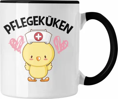 Produktbild von Trendation - Pflegeküken Tasse Geschenk Krankenschwester Ärztin Lustige Kaffeetasse Geschenkidee Altenpflegerin Pflegerin (Schwarz)