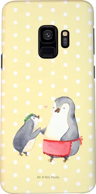 Produktbild von Mr. & Mrs. Panda Samsung Galaxy S9 Handyhülle Pinguin mit Kind - Gelb Pastell - Geschenk, Hülle, Familie, Muttertag, Smartphone, Mama, Handy Schutzhülle, Vorbild, Cover