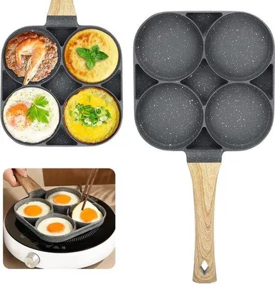 Produktbild von Famanu Pfanne für Spiegeleier 4-fach mit Antihaftbeschichtung - Multifunktionale Frühstückspfanne