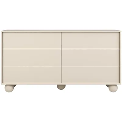 Produktbild von BEAUTYSOFA | Kommode ADEL 154 cm – Moderne Kommode mit 6 Schubladen, grifflose Fronten, kugelförmige Holzbeine, Kaschmir, Push-to-Open