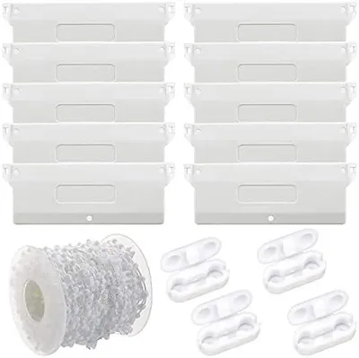 Produktbild von Lamellenvorhang Beschwerungsplatten 10 PCS Lamellenvorhang Ersatzteile 127mm mit 10m Kette Rollokette + 4 Kettenverbinder für Vertikaljalousie Gewichten Lamellen Vorhang Tür Fenster Zubehör Weiß