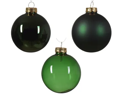 Produktbild von Weihnachtskugeln Glas 5-7cm 21er Set - Piniengrün