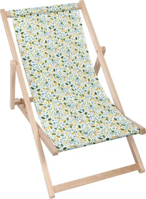 Zdjęcie produktu dla Dreamroots Składany drewniany leżak, drewno bukowe do 130 kg, składany leżak z 3-stopniową regulacją nachylenia oparcia, Forget me not