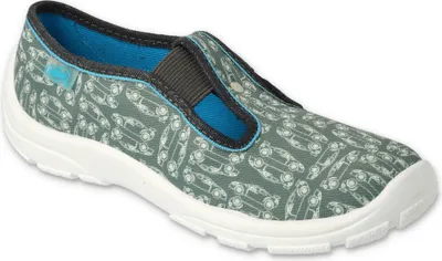 Produktbild von BEFADO Jungen Hausschuhe Lederdecksohle Autos Gummiband Grau 31