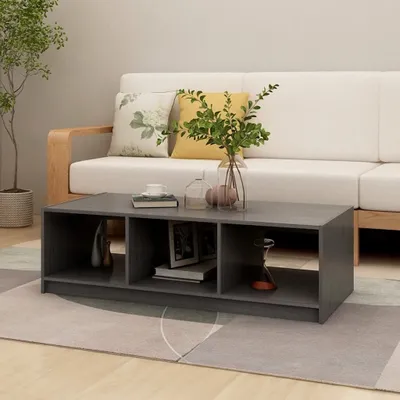 Immagine prodotto di The Living Store tavolino grigio 110x50x34 cm in legno di pino massiccio