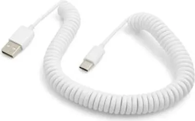 Produktbild von System-S USB Type C 3.1 zu USB 2.0 Spiralkabel Datenkabel Ladekabel Kabel 100-200 cm weiß