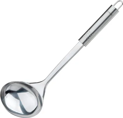 Image de Fackelmann Louche 32 cm OVALGRIFF, louche pratique en acier inoxydable, avec manche ergonomique (Couleur : Argent)