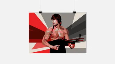 Zdjęcie produktu dla Plakat Rambo - Plakat filmowy - Plakat Sylvester Stallone - Plakat akcji - 91x61cm - Idealny do oprawienia w ramkę