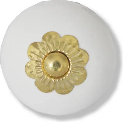 Produktbild von Weißer Knauf mit goldener Blütenrosette