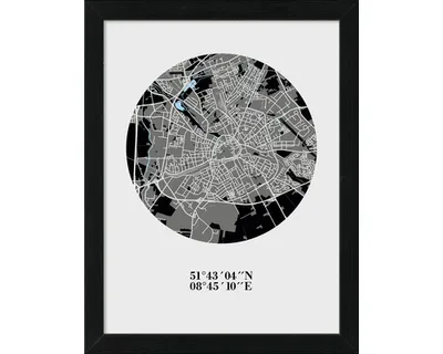 Produktbild von Gerahmtes Bild Paderborn Landkarte II 33x43 cm