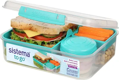 Produktbild von Bento-Lunchbox 1,65 Liter für die Schule mit Fächern und Snackbehälter BPA-frei 1 Stück Minty Teal