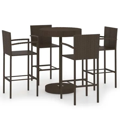 Produktbild von vidaXL 5-tlg. Gartenbar-Set Poly Rattan Braun