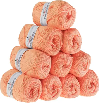 Produktbild von 10 x 50g Strickgarn Terezka 100% Baumwolle Baumwollgarn Häkelgarn, Farbe:koralle