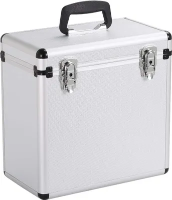 Produktbild von Plattenkoffer Schallplattenkoffer Lp-Koffer, Tragbarer Abschließbarer Vinyl Koffer Zur Aufbewahrung Von 50 LP Für DJ Und Schallplatten, Silber – Silber