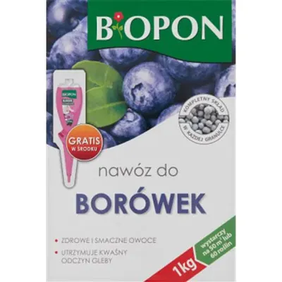 Zdjęcie produktu dla Nawóz do borówek granulat Biopon 1 kg nawóz granulowany borówki karton