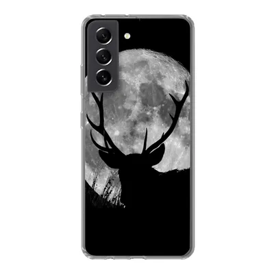 Produktbild von MuchoWow® Handyhülle Schutzhülle Hülle für Samsung Galaxy S21 FE Hirsch - Mond - Nacht Silikon Softcase Handy Hülle - Mobiltelefonhülle