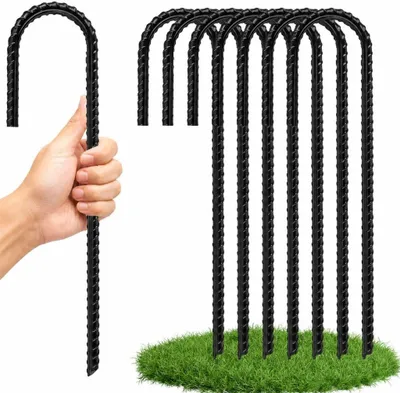 Produktbild von Erdanker, 8 Stück, 30 cm, U-Form, aus verzinktem Stahl – Trampolinanker – Sturmsicherung