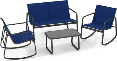 Immagine prodotto di Set di mobili da giardino da 4 pezzi con sedie a dondolo, blu