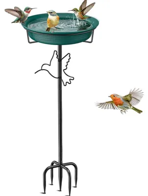 Produktbild von Vogeltränke Vogelbad Futter Schale Stehend Grün Frostsicher Winterfest