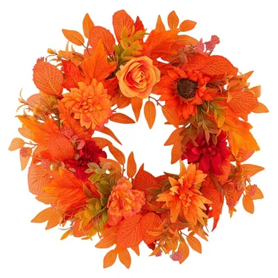 Immagine prodotto di autunnale con foglie d'acero e girasoli