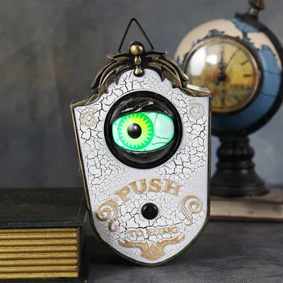 Produktbild von Ciskotu Animierte Halloween Augapfel Türklingel mit gruseligen Geräuschen, weiß, Bronze (Retro-Stil), einfache Installation, benötigt AAA Batterien