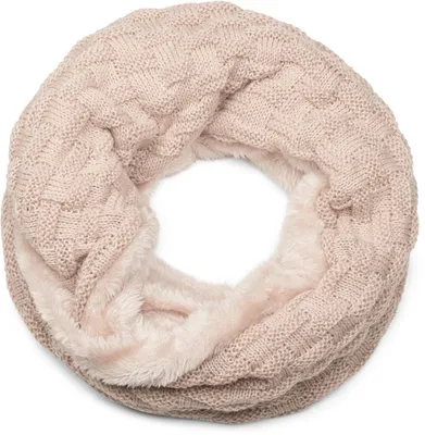 Produktbild von styleBREAKER Damen Loop Schal mit Flechtmuster | warmer Feinstrick Schlauchschal 58x21 cm | weiches Teddyfleece Futter | Winter & Übergang
