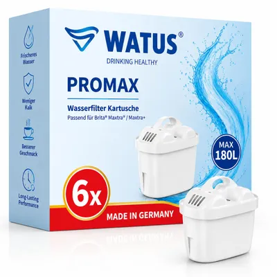 Produktbild von 6er Watus Wasserfilter Kartuschen für Kannen, Ersatz für Brita Maxtra + Filterkartuschen, Aktivkohlefilter Filter, Kompatibel Wasserfilter Brita Kanne, KI-generiertes Bild