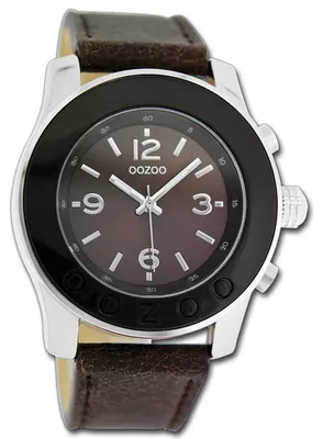 Imagen del producto de Oozoo, reloj analógico de cuarzo, serie Vintage, correa de silicona marrón oscuro, modelo D3UOC5016A