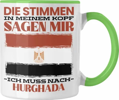Produktbild von Trendation - Hurghada Tasse Urlaub Heimat Geschenk Spruch Ägpten Geschenkidee (Grün)