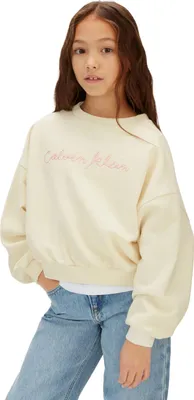 Produktbild von Calvin Klein Mädchen Sweatshirt mit Rundhalsausschnitt, Gelb (Egret 11-0103 TCX)