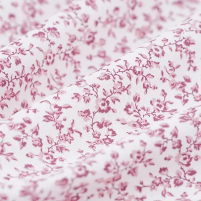 Imagen del producto de Tela de algodón, estampado floral, tul rosa