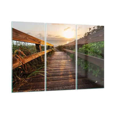Produktbild von Bilder auf glas - Fußgängerbrücke Meer Strand Ufer - 165x110cm - Glasbilder - Wandbilder - Kunstdruck - Wanddekoration aus Glas - Glas Bilder - Wandbild auf Glas - GCE165x110-2617