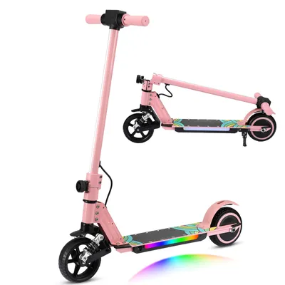 Produktbild von Elektroscooter S5 Rosa Für Kinder Und Jugend Ab 120cm Körpergröße- Elektroroller 130W, 8 Km, 2500 mAH Akku, 14km/h, Klappbar E Scooter, Kinderroller Mit LED Licht