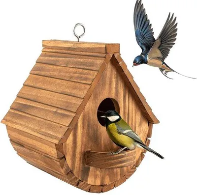 Productafbeelding van Ibenzoa® nestkasten van massief hout – weerbestendige vogelhuisjes, afmetingen 21,3 x 15,0 x 19,8 cm, vliegopening van 4,5 cm, zitstok, reinigingsopening en ophanghaken