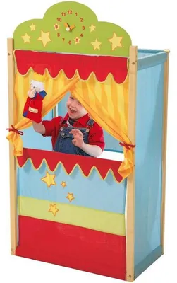Image de Théâtre de Marionnettes en Bois Massif Cirque, 66x39x120cm, Dès 3 Ans, Roba