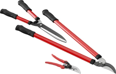 Produktbild von Heckenschere Set 3-teilig Gartenschere Astschere mit Stahlklingen, Griff