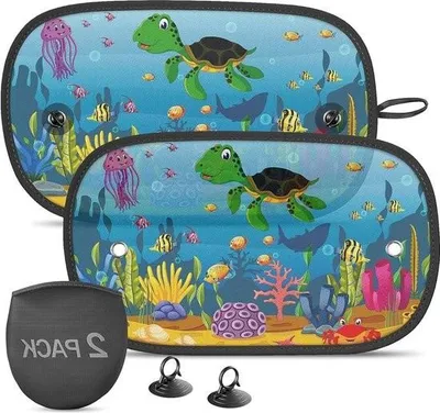 Produktbild von Auto Sonnenschutz Baby 2 Stück - Sonnenschutz Autofenster UV-Schutz - Universal Autofenster Sonnenschutz mit Saugnäpfen - 51 * 31 CM (Schildkröte) - Sonnenschutz