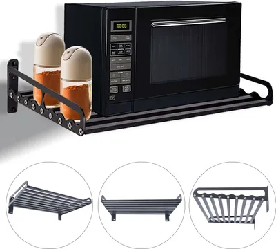 Image de Support universel pour micro-ondes support mural pour micro-ondes étagère de cuisine étagère pour micro-ondes support pour micro-ondes (noir)