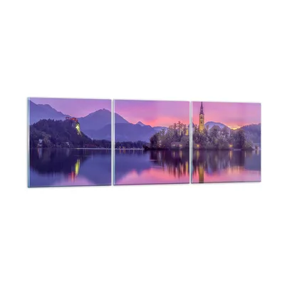 Produktbild von Bilder auf glas - Landschaft Berg See Kirche - 150x50cm - Glasbilder - Wandbilder - Kunstdruck - zum Aufhängen bereit - Wanddekoration aus Glas - Glas Bilder - Wandbild auf Glas - GCA150x50-3208