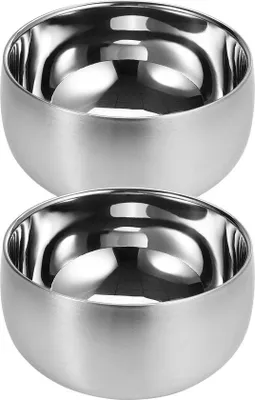 Produktbild von Famanu Isolierkom Doppelwandig - Edelstahl, 500 ml, 13 cm Durchmesser, 2er Set