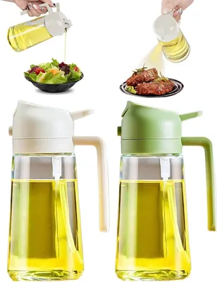 Produktbild von Allecto Premium - Öl Sprühflasche 470ML für Kochen - 2 in 1 Ölsprüher - Kochen, Grillen, Salat - Set von 2 Stück