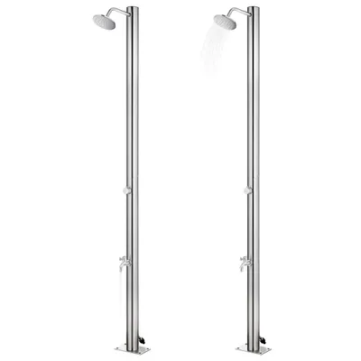 Image de vidaXL Douche de jardin avec plaque de sol grise 220 cm acier inoxydable
