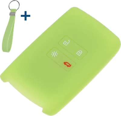Produktbild von Auto Schlüssel Silikon Schutz Hülle + Schlüsselband Fluoreszierend Grün kompatibel mit Renault Megane Kadjar Clio Captur 4 Tasten KEYLESS SMARTKEY
