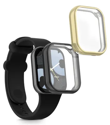 Produktbild von kwmobile 2x Silikon Hülle für Xiaomi Mi Band 8 Pro Schutzhülle - Fullbody Display Cover Set aus Silikon - Schwarz Gold