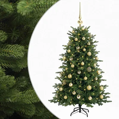 Image de Arbre de Noël artificiel vidaXL avec boules de Noël, 120 cm, 150 LED