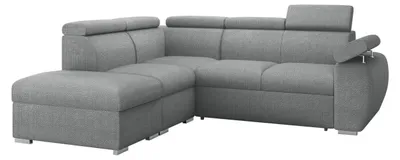 Produktbild von MIRJAN24 Ecksofa Boston 2RR1P, Eckcouch mit zwei Bettkästen und Schlaffunktion, Verchromte Metallfüße, Einstellbare Kopfstützen (Farbe: Flow 17, Seite: Links PUFAP+R+1P(65)+2R)
