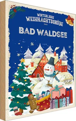 Produktbild von vianmo Holzschild 18x12 cm Weihnachtsgrüße aus BAD WALDSEE Weihnachten