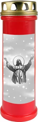 Image de Bougie funéraire rouge 100h ( couvercle or ) - Jésus