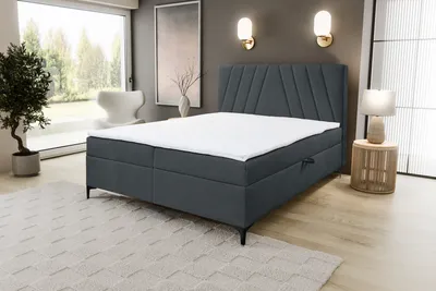 Produktbild von VENASI CAPRI Boxspringbett 180x200 mit 2 Bettkästen und TOPPER H2/H3 Matratze DUNKELGRAU CASTEL 97